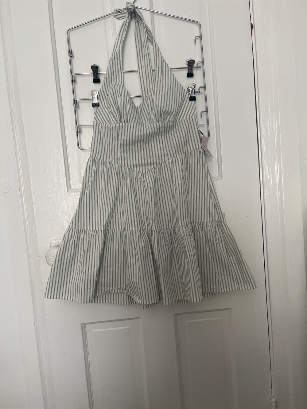 Target Girls' Halter Tiered Dress in Light Gray Stripe